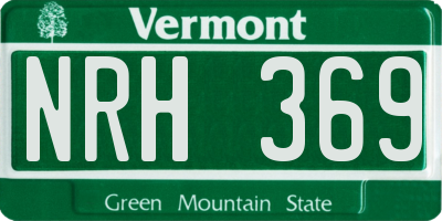 VT license plate NRH369
