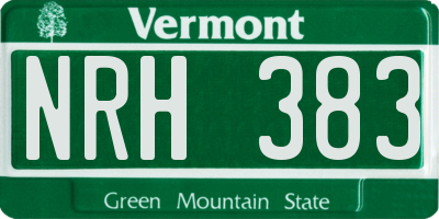 VT license plate NRH383