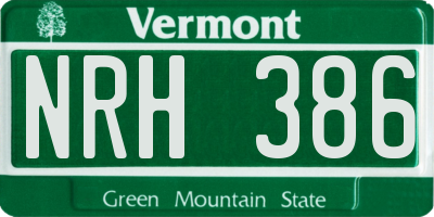 VT license plate NRH386