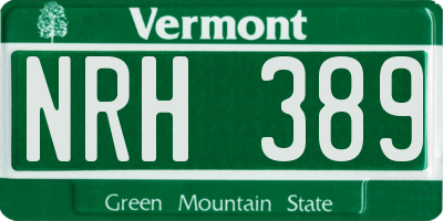 VT license plate NRH389