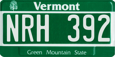VT license plate NRH392