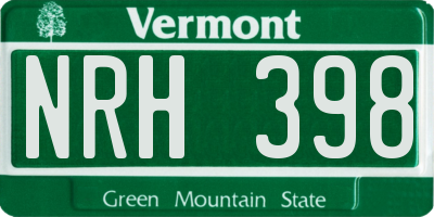 VT license plate NRH398