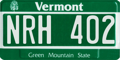 VT license plate NRH402