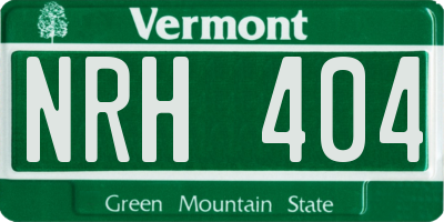 VT license plate NRH404