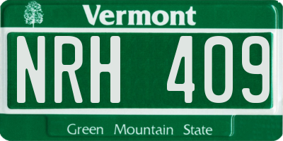 VT license plate NRH409