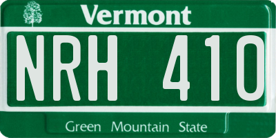 VT license plate NRH410