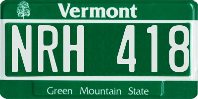 VT license plate NRH418