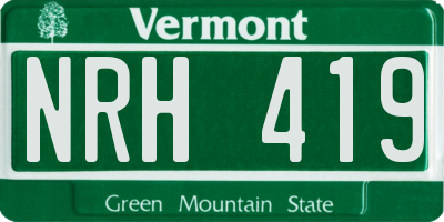 VT license plate NRH419