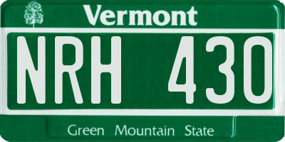VT license plate NRH430