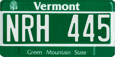 VT license plate NRH445