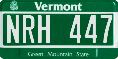 VT license plate NRH447