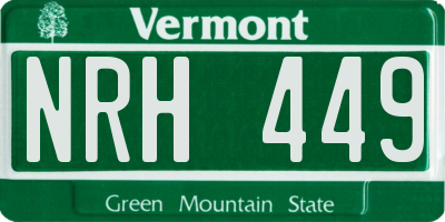 VT license plate NRH449