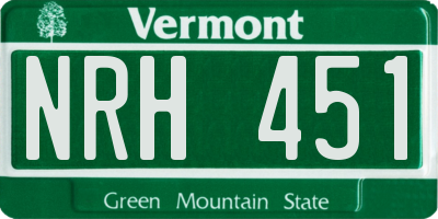 VT license plate NRH451