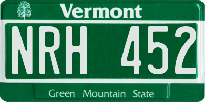 VT license plate NRH452