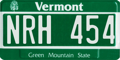 VT license plate NRH454