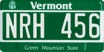 VT license plate NRH456