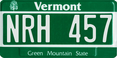 VT license plate NRH457