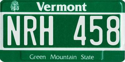 VT license plate NRH458