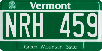 VT license plate NRH459