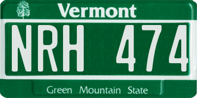 VT license plate NRH474
