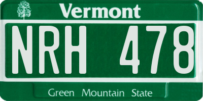 VT license plate NRH478