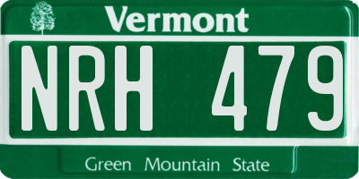 VT license plate NRH479