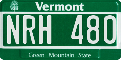 VT license plate NRH480
