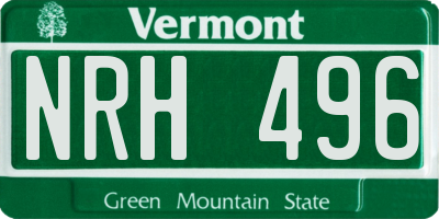 VT license plate NRH496