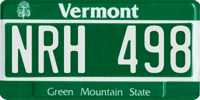 VT license plate NRH498