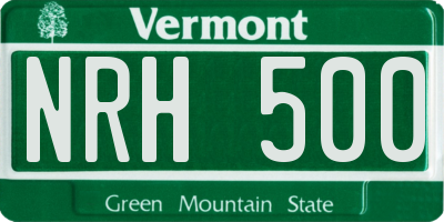 VT license plate NRH500