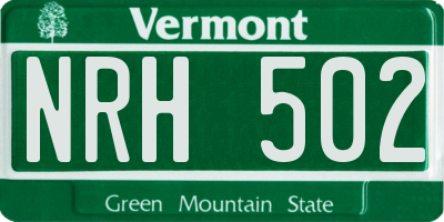 VT license plate NRH502