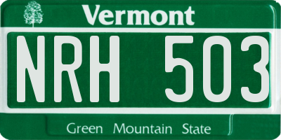VT license plate NRH503