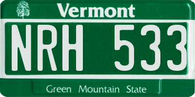 VT license plate NRH533