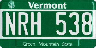 VT license plate NRH538