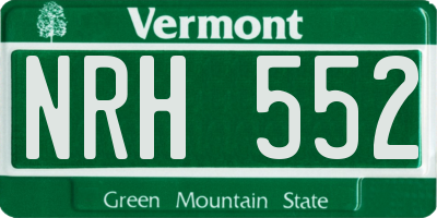 VT license plate NRH552