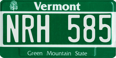 VT license plate NRH585