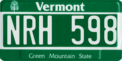 VT license plate NRH598