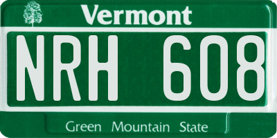 VT license plate NRH608