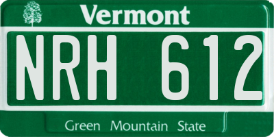 VT license plate NRH612