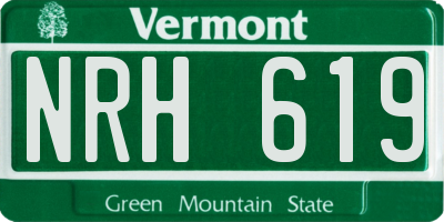 VT license plate NRH619