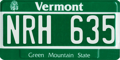 VT license plate NRH635