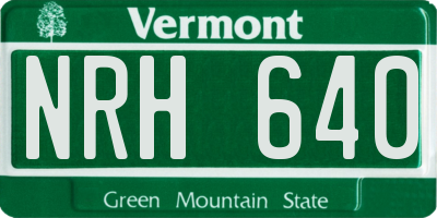 VT license plate NRH640