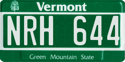 VT license plate NRH644