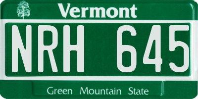 VT license plate NRH645