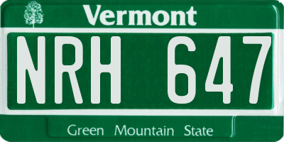 VT license plate NRH647