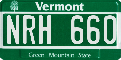 VT license plate NRH660
