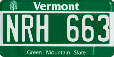 VT license plate NRH663
