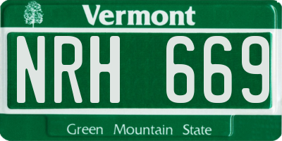VT license plate NRH669