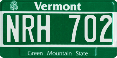 VT license plate NRH702