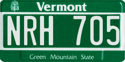 VT license plate NRH705